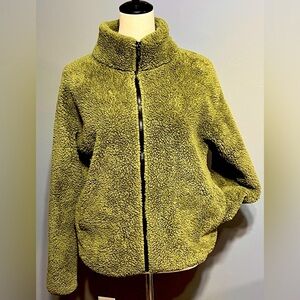 Victoria's Secret PINK zip front fuzzy cozy green jacket size medium
